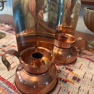 2 Copper and Brass Candle Holders/wall sconces